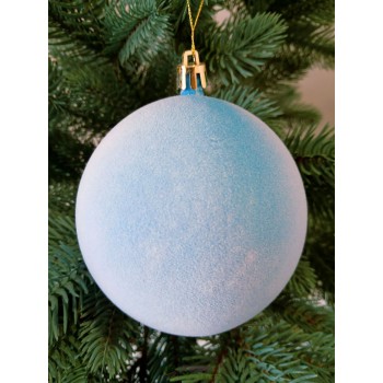 Новогодний шар "Бархат" Ø100мм голубой, цена за набор 3шт